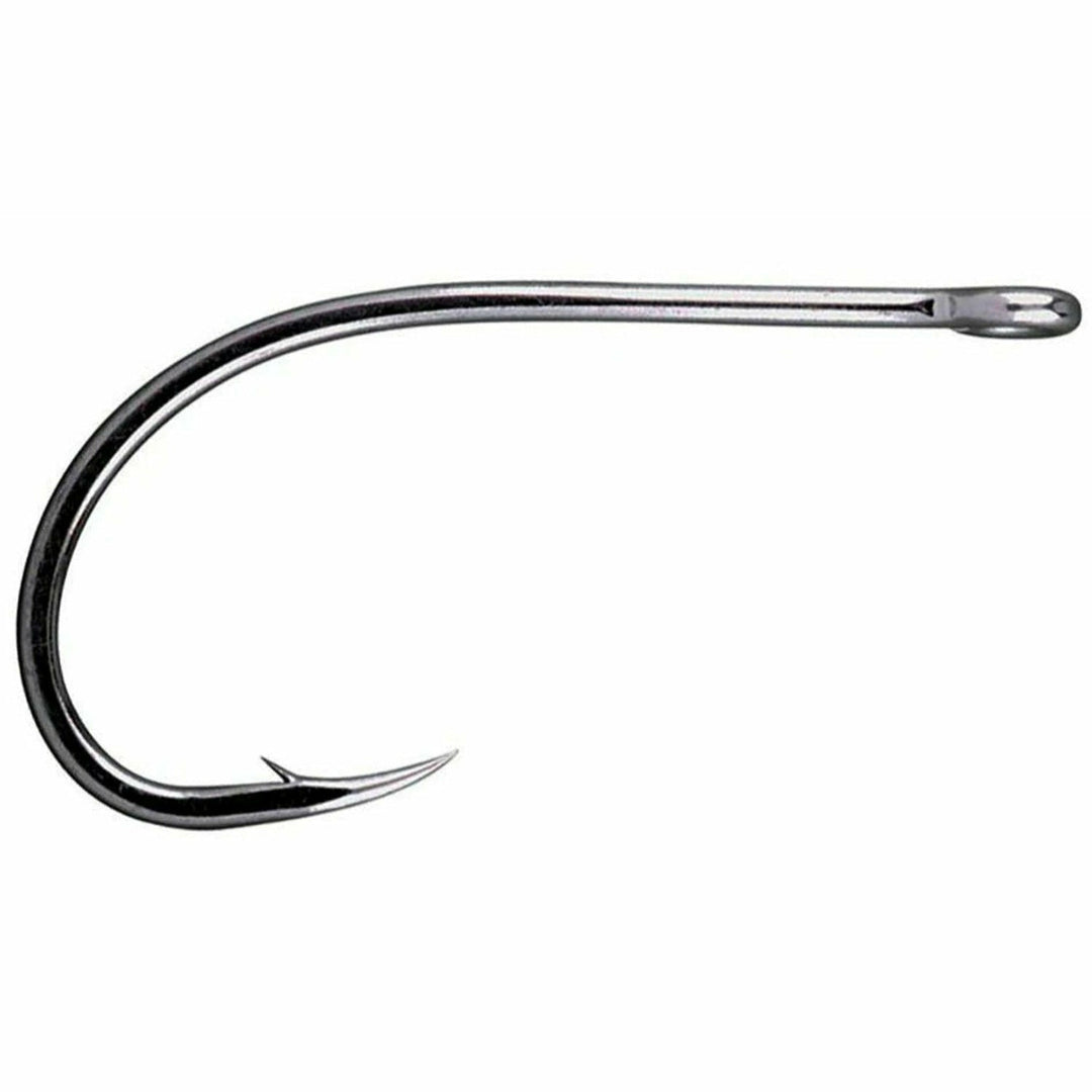Gamakatsu SL12S 1X Short black fishing hook with long straight shank and sharp barb