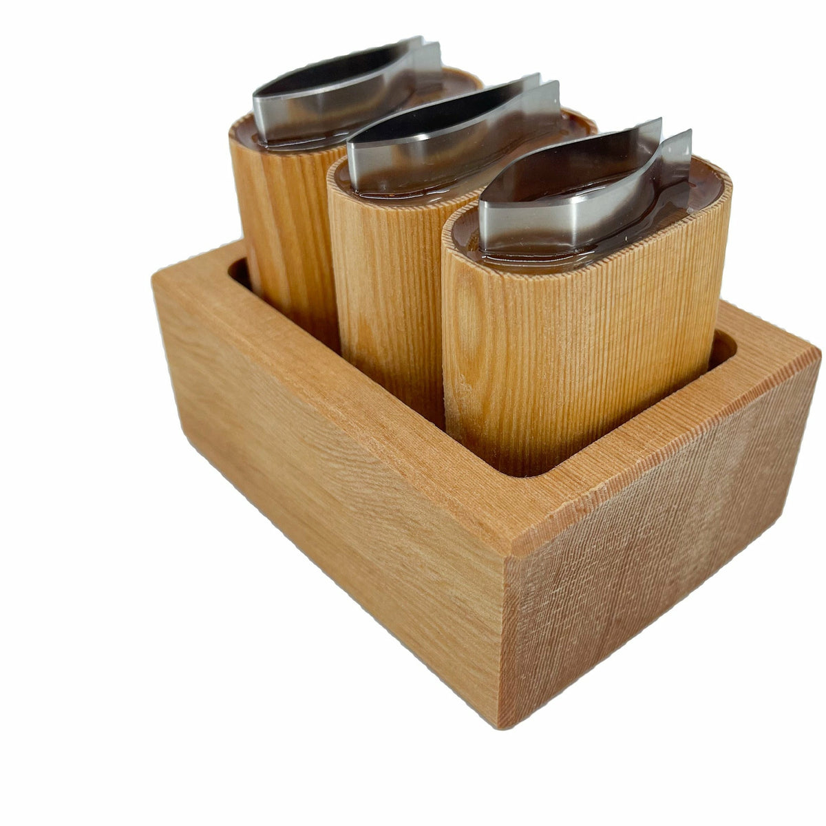 Hareline Gary Krebs Baitfish Cutter Set in wooden storage box
