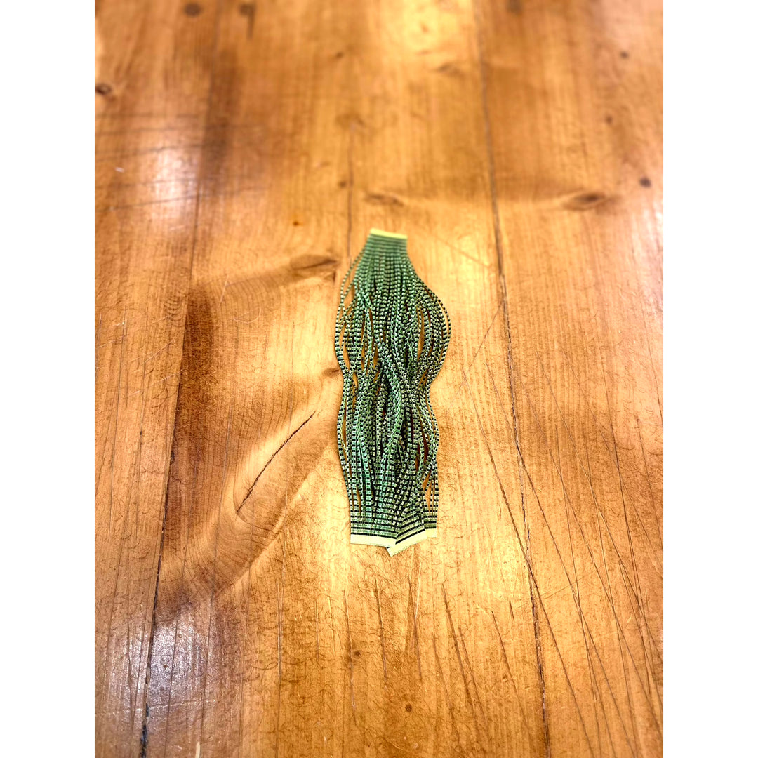 Black Grizzly Flutter Legs with clear chartreuse tips for fly tying