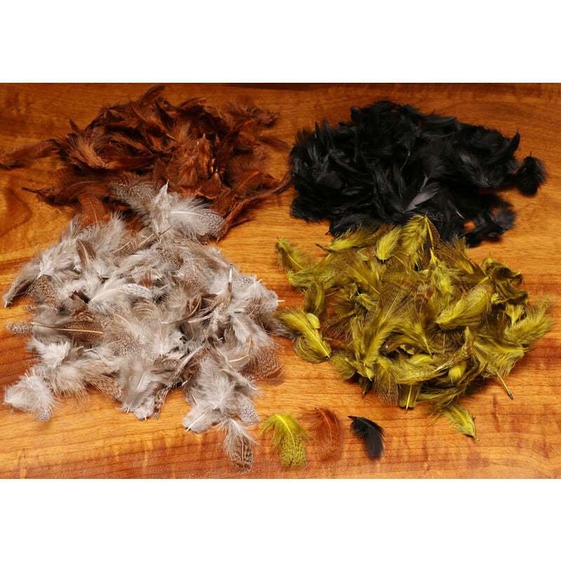 Assorted colors of Hareline Dubbing Hungarian partridge feathers