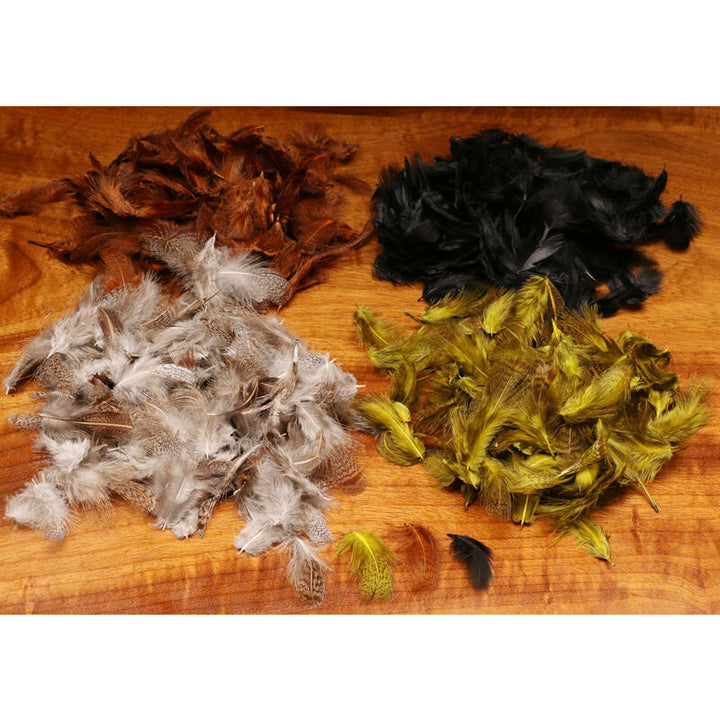 Assorted colors of Hareline Dubbing Hungarian partridge feathers