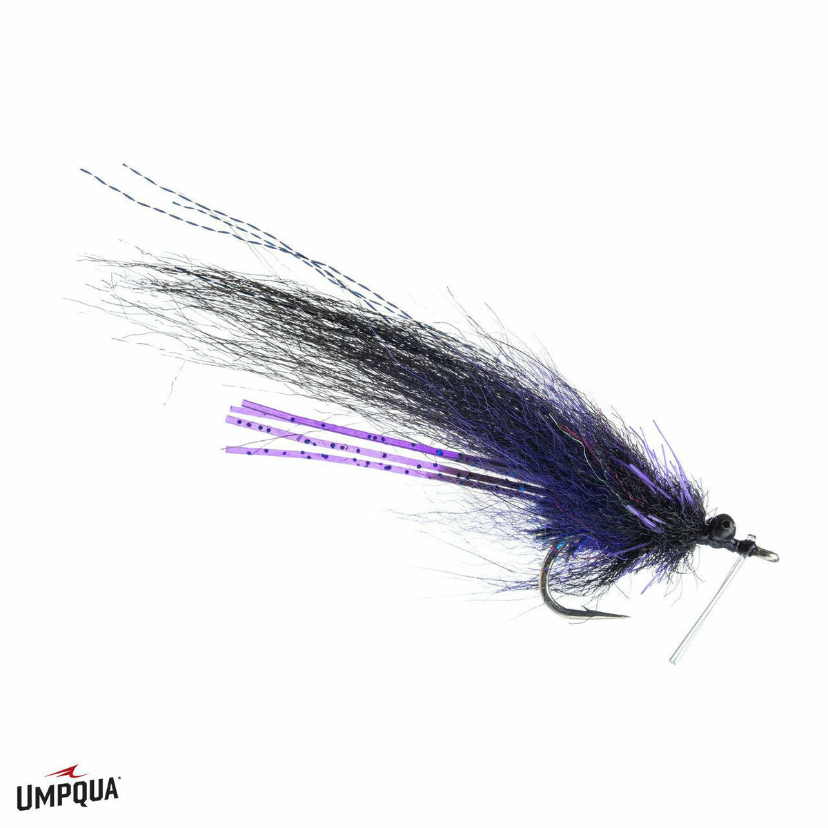 Umpqua Janik's Mayport Select Shrimp #4 fly with black bead head and purple body for redfish