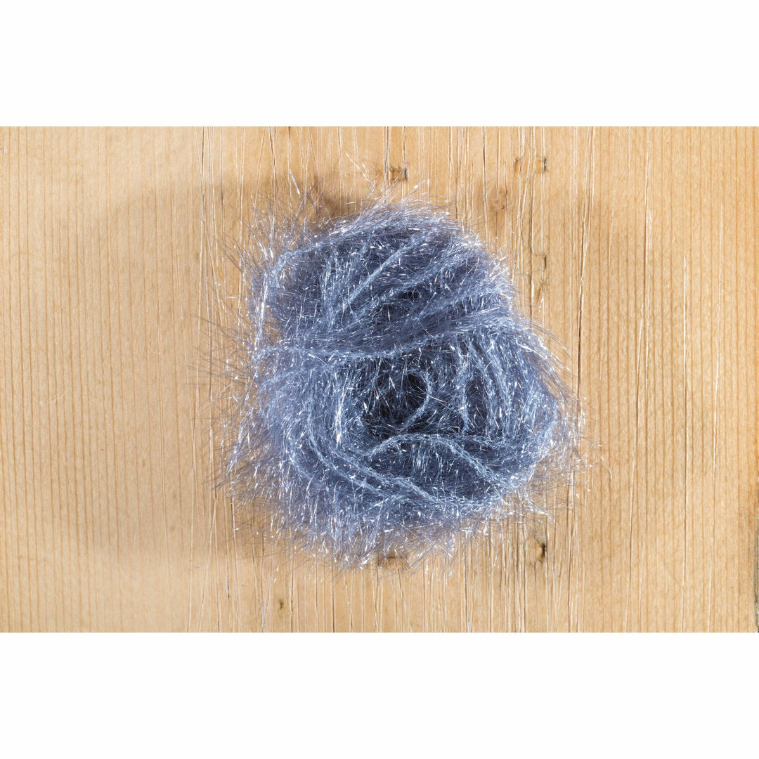 Grey synthetic hackle fibers with silver highlights for fly tying