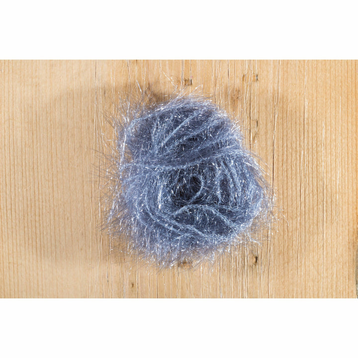 Grey synthetic hackle fibers with silver highlights for fly tying