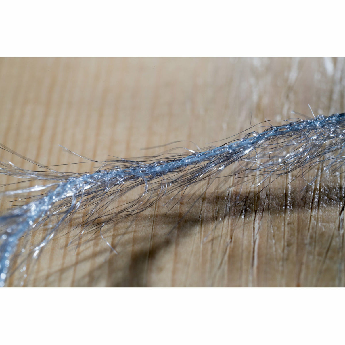 Close-up of grey chenille ribbed texture for Krystal Hackle