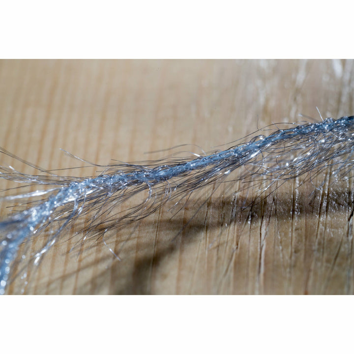 Close-up of grey chenille ribbed texture for Krystal Hackle