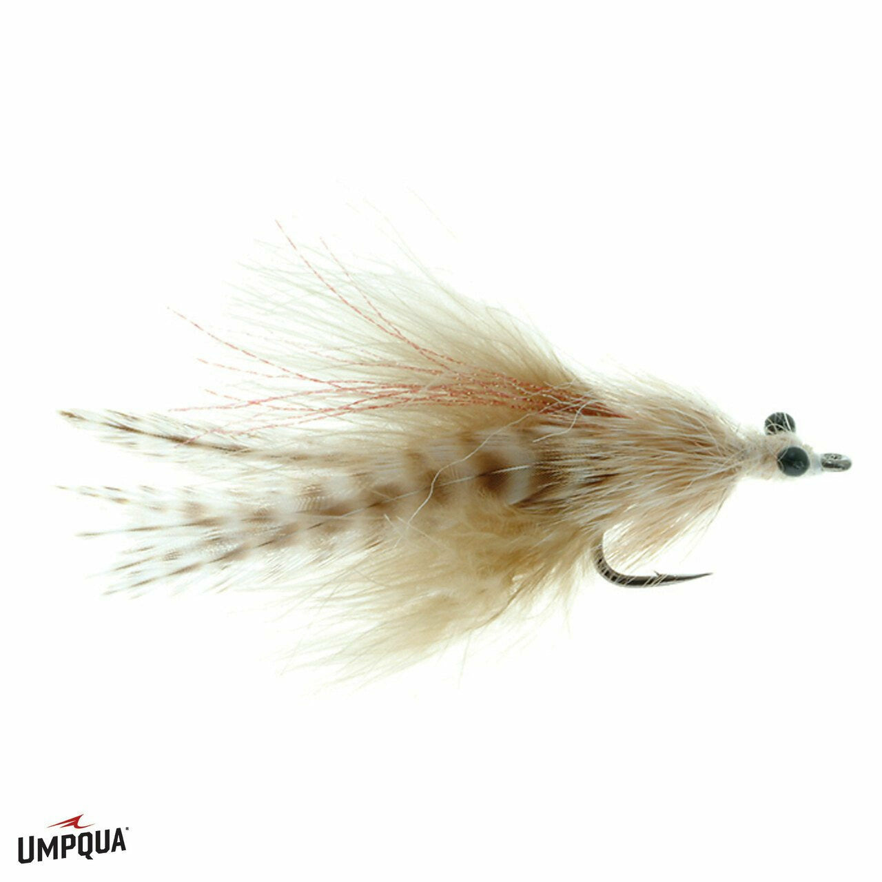 Umpqua Laid-Up Tarpon fly in natural tan and white with pink tinsel ribbing