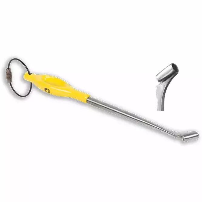 Loon Ergo Quick Release yellow fishing hook removal tool with stainless steel shaft and ergonomic handle