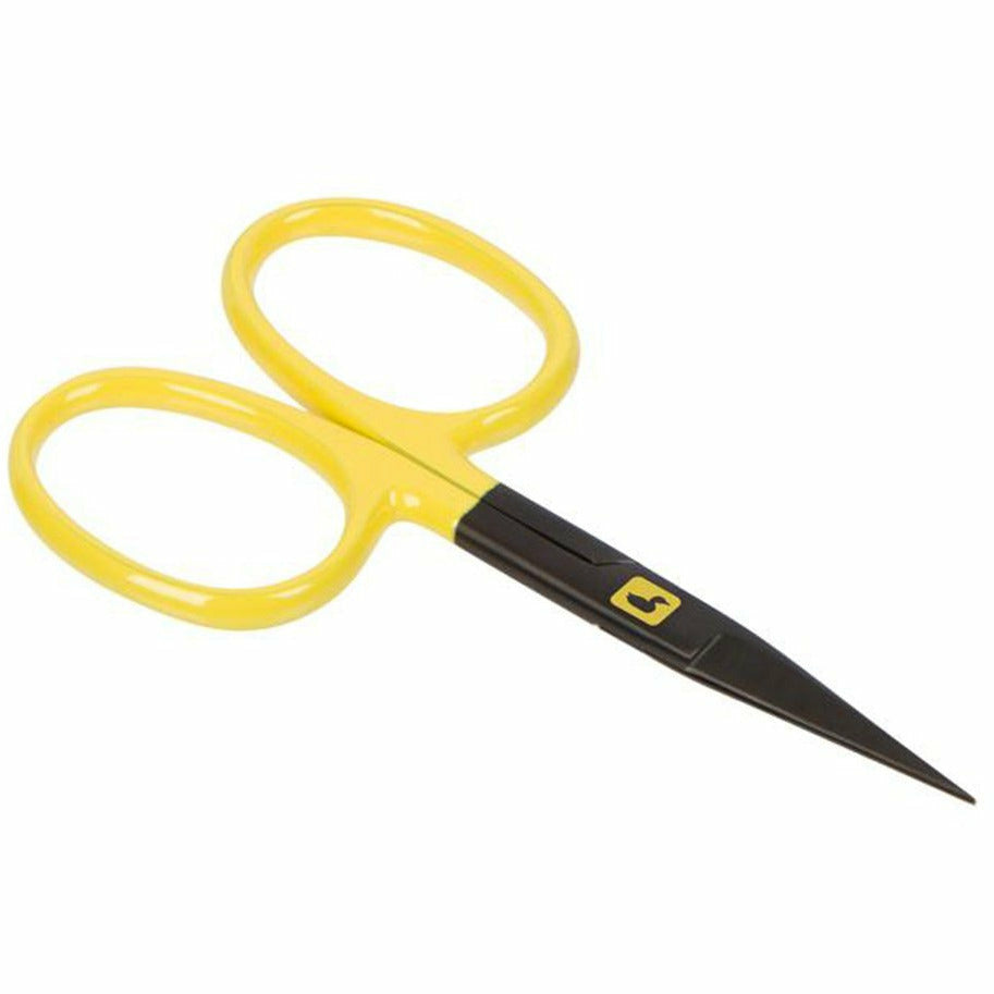 Loon Outdoors Ergo All Purpose Scissors with yellow ergonomic handles and micro-tip blades