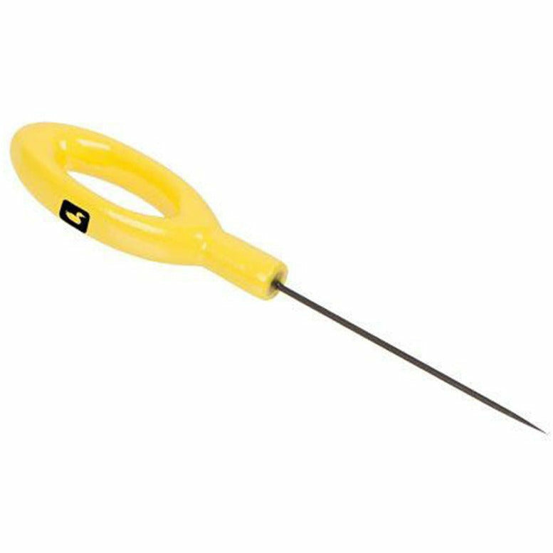 Loon Outdoors Ergo Bodkin fly tying tool with yellow powder-coated ergonomic handle and spring steel needle