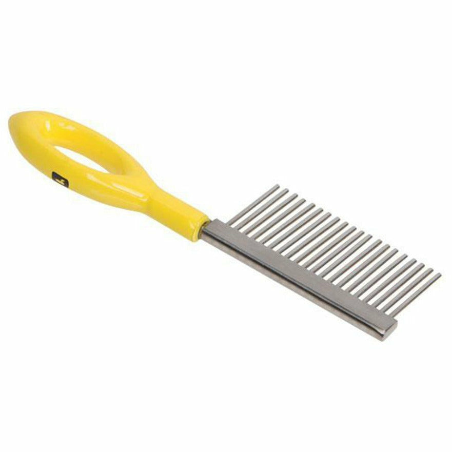 Loon Outdoors Ergo Comb fly tying tool with yellow powder coated handle and stainless steel teeth