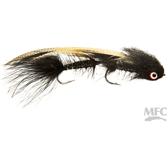 MFC Galloup's Mini Boogieman black streamer fly with red eye