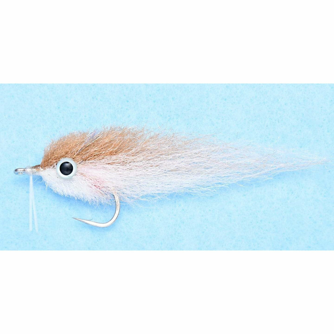 Hand-tied bronze and white Mullet fishing fly for bluefish and redfish