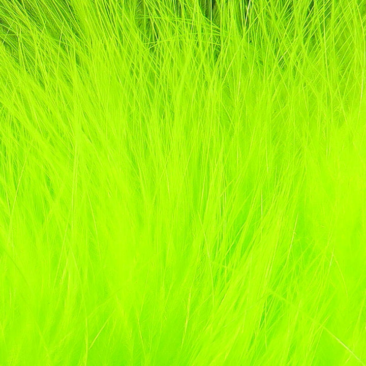 Bright neon green marabou feather fiber detail
