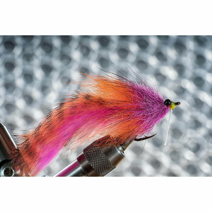 Pink and orange fly tying materials Arctic Fox hair and bead chain