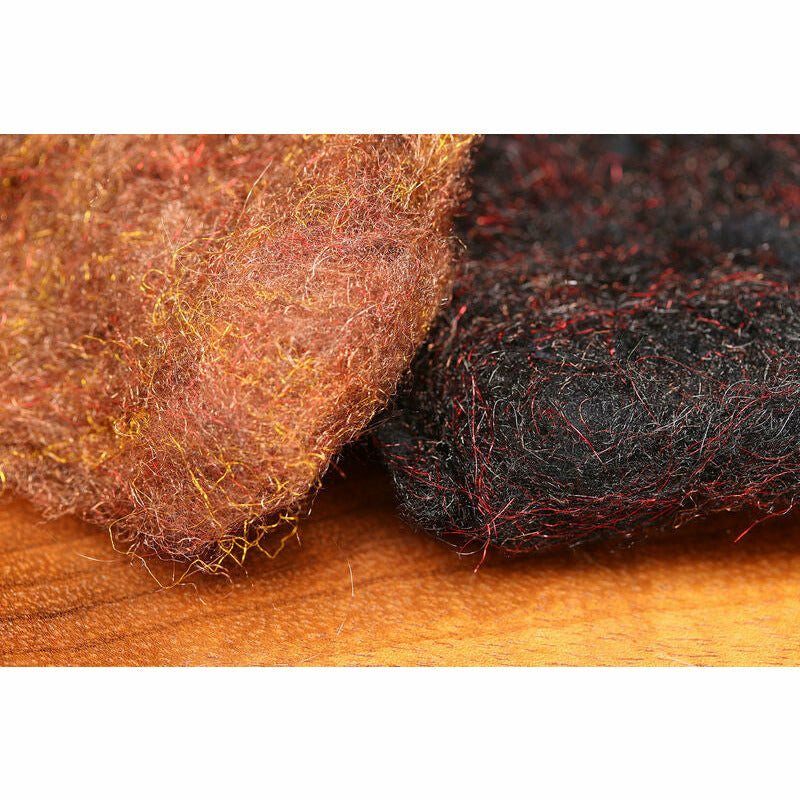 Reddish-brown dubbing with gold tinsel vs black with red tinsel
