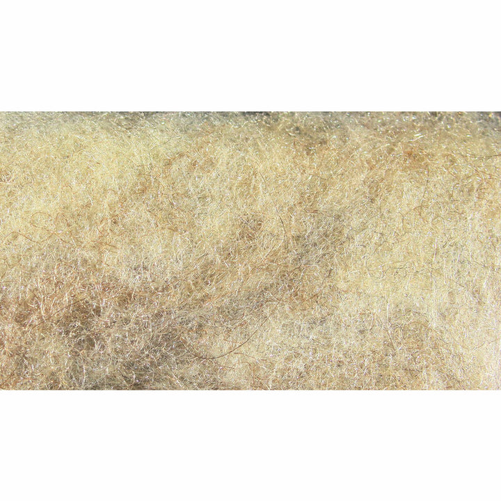 Beige tan Nymph Blend Dubbing with fine curly texture