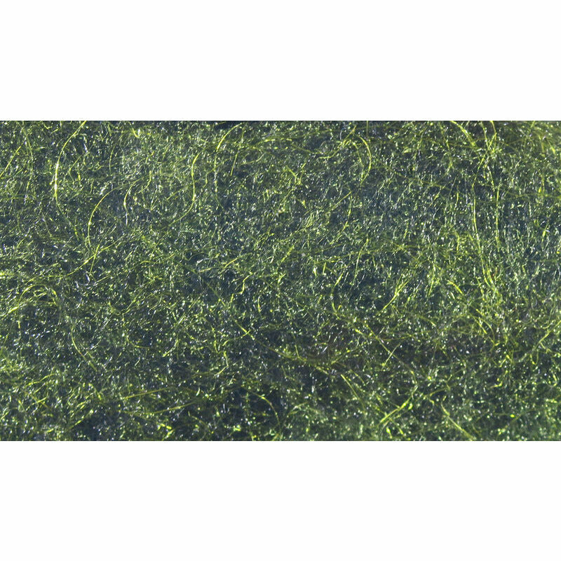 Dark olive green Nymph Blend Dubbing with lime green highlights