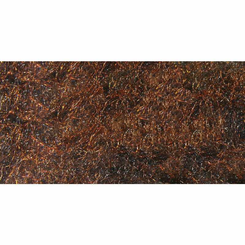 Dark brown Nymph Blend Dubbing with copper-orange reflective strands