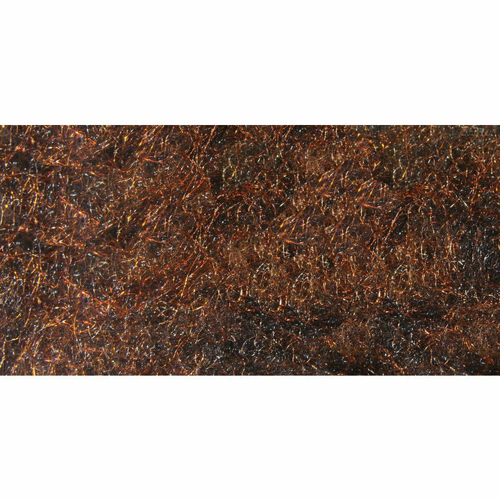 Dark brown Nymph Blend Dubbing with copper-orange reflective strands