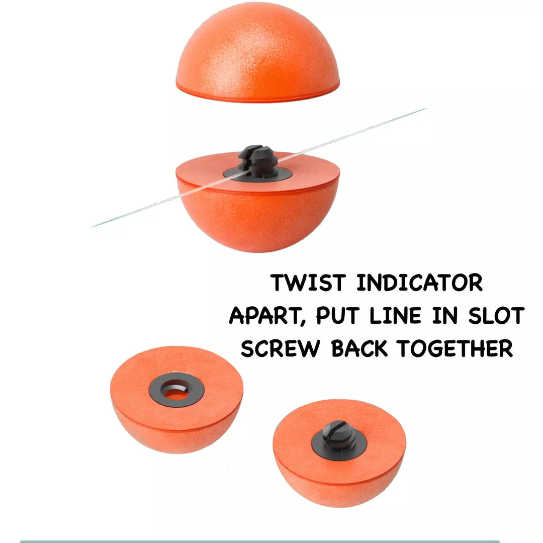 Disassembled view of OROS twist-together strike indicator mechanism