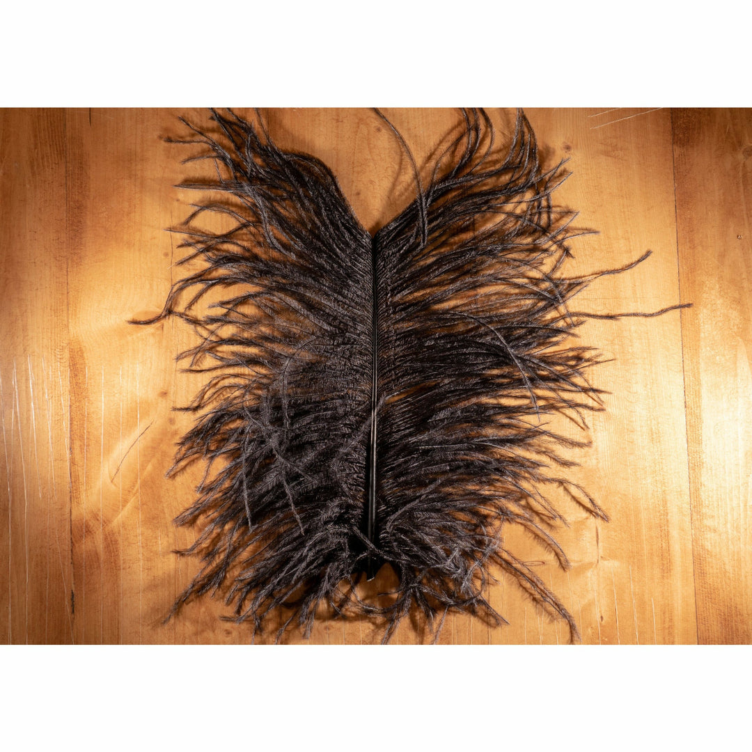 Black ostrich plume fly tying material with fluffy barbs