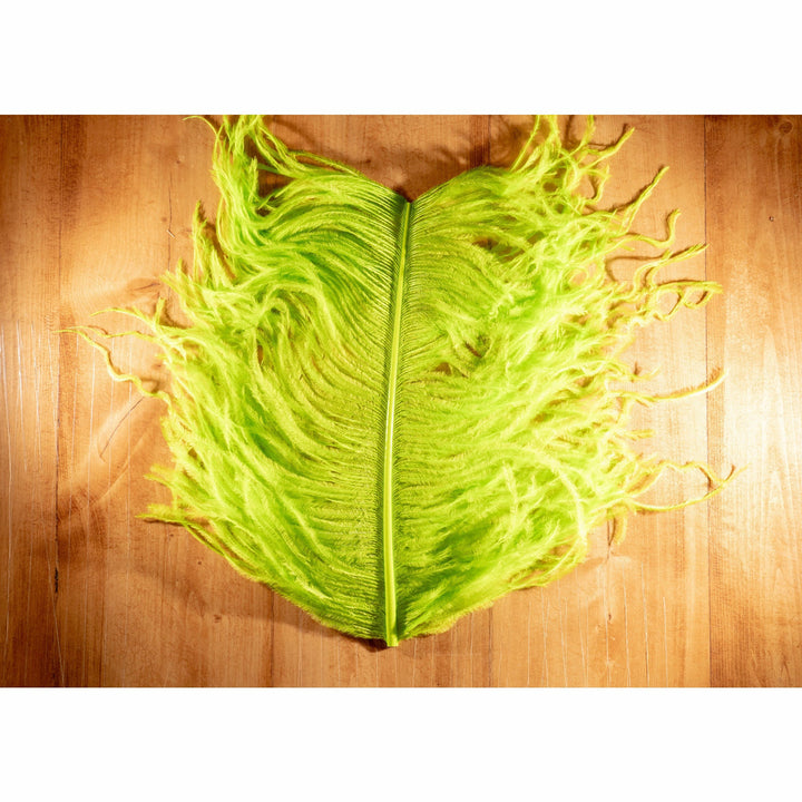 Bright lime green ostrich plume fly tying feather