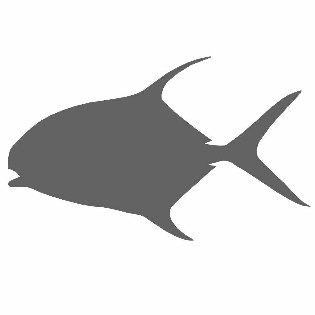 Dark grey silhouette of permit fish shape for custom mount design