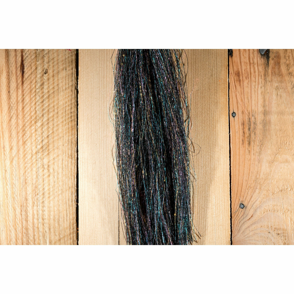 Black rainbow synthetic flash material for fly tying