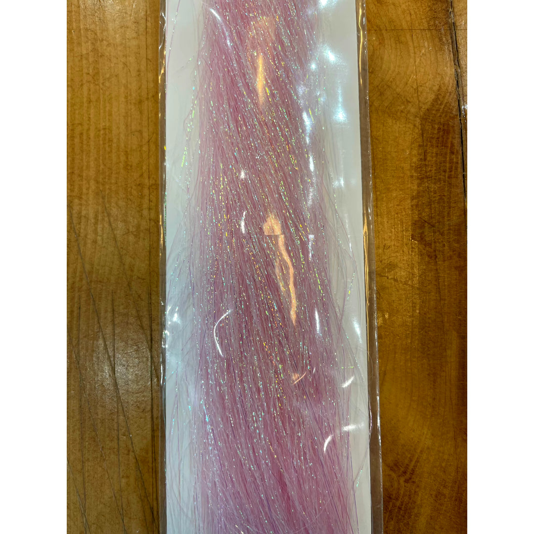 Hareline Dubbing Polar Flash Pink Pearl synthetic fly tying material with iridescent holographic fibers