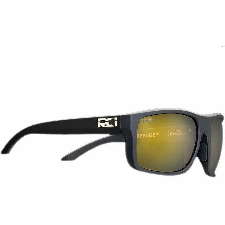 RCI Optics Refuge sport sunglasses in matte black with reflective gold H780 polarized lenses