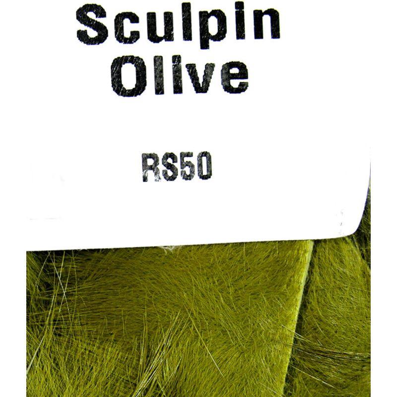 Olive green rabbit fur strip label