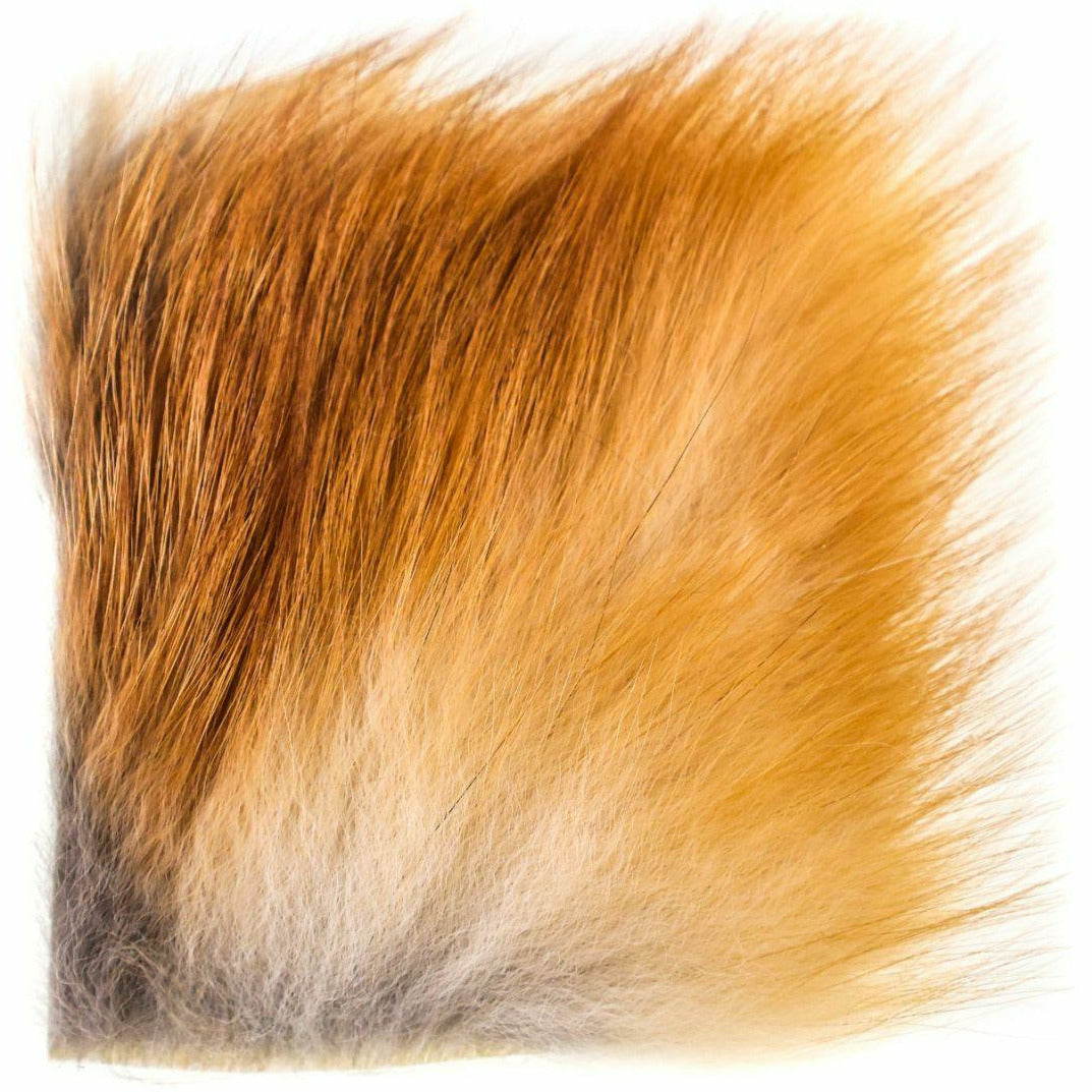 Red fox tail fur for fly tying, natural tan and grey gradient