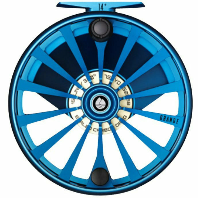 Redington Grande blue fly fishing reel with sealed carbon drag