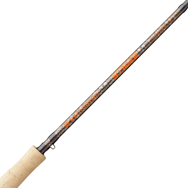 Close-up of Redington Strike V2 grey orange camouflage fly rod blank detail