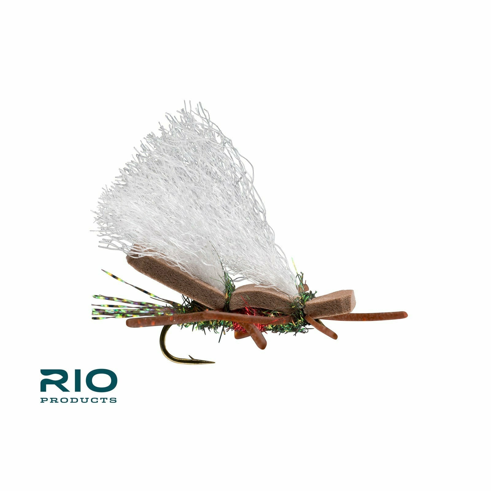 Rio Chubby Chernobyl dry fly with green and red iridescent metallic thorax