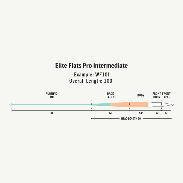 Technical diagram of Rio Elite Flats Pro intermediate fly line taper design