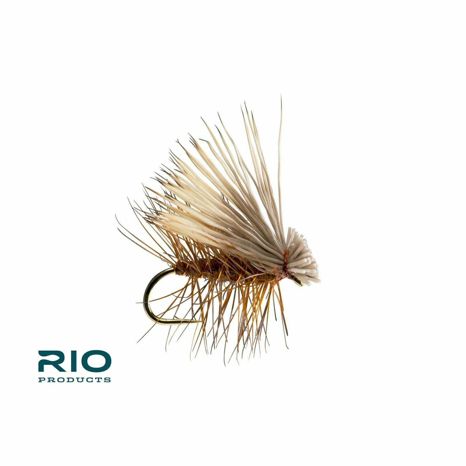 Rio Elk Hair Caddis dry fly with tan elk hair wing and gold hook