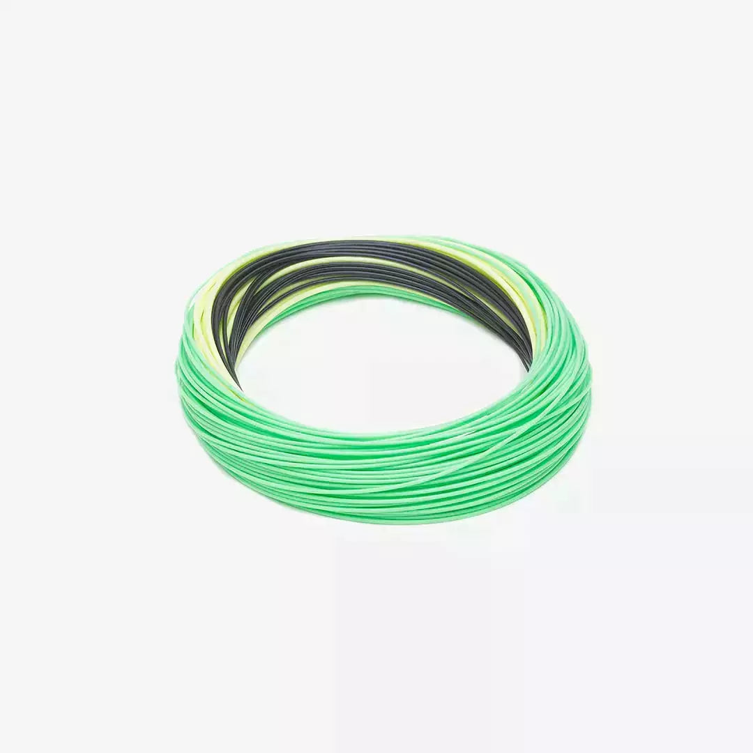 Green and black Rio StreamerTip fly line coil detail