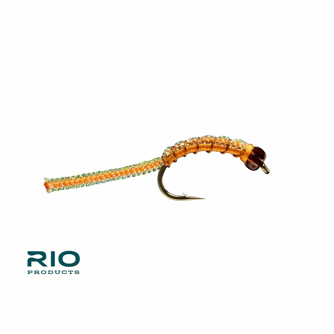 Rio Red Hot Worm fly nymph with glass bead head