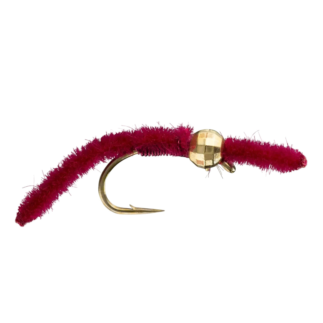 Rio San Juan Worm TB tungsten beadhead nymph fly in burgundy