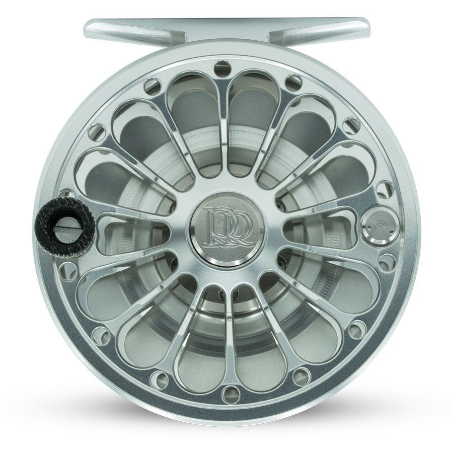Silver Ross San Miguel open face fly reel with scalloped spool cutouts