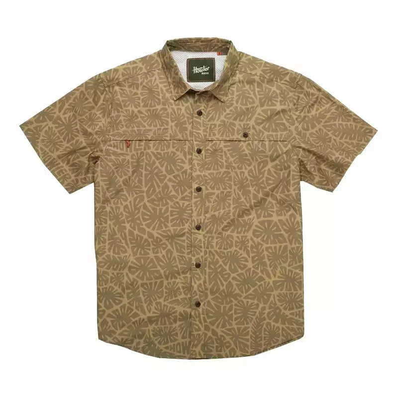Howler Bros Tidepool Tech Shirt Tropicalia Print Covert Green