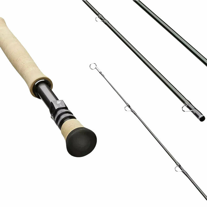 Sage R8 Core fly rod sections and cork handle composite view