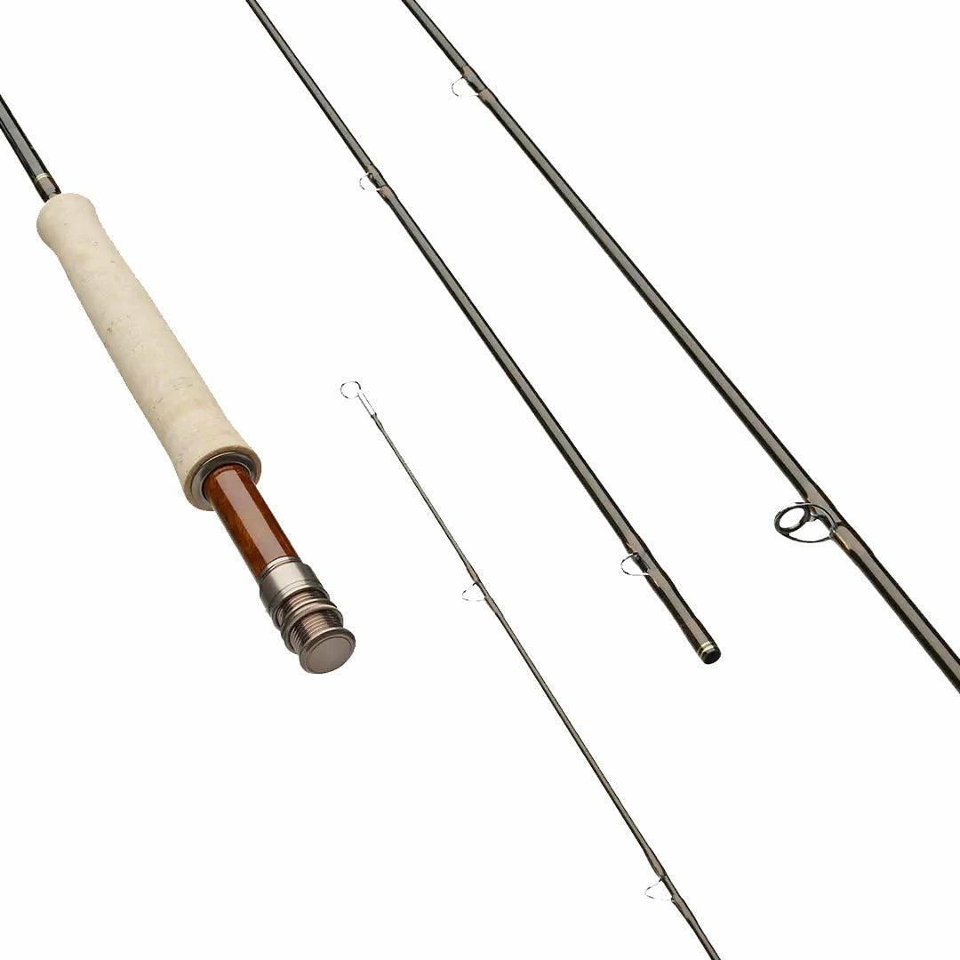 Sage Trout LL fly rod disassembled showing cork handle and graphite blank