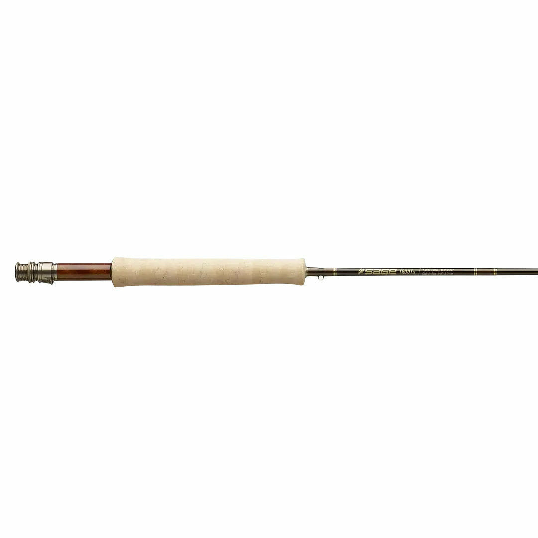 Sage Trout LL fly rod reel seat and cork handle detail