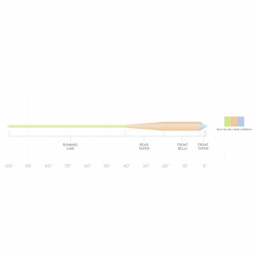 Amplitude Smooth Grand Slam fly line taper profile diagram showing running line and front belly