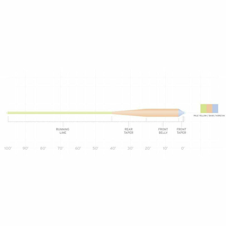 Amplitude Smooth Grand Slam fly line taper profile diagram showing running line and front belly