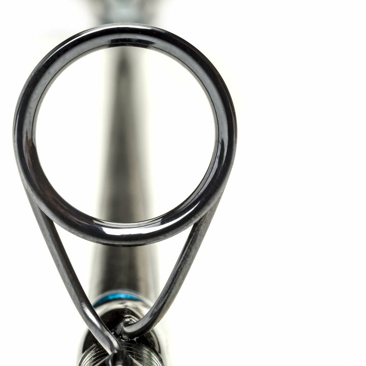 Close-up of chrome tip-top guide on Scott Sector fly rod blank