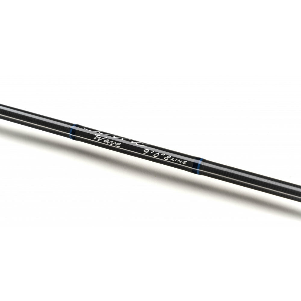 Scott Wave 9'0" 8 weight fly rod blank showing diagonal carbon weave and branding